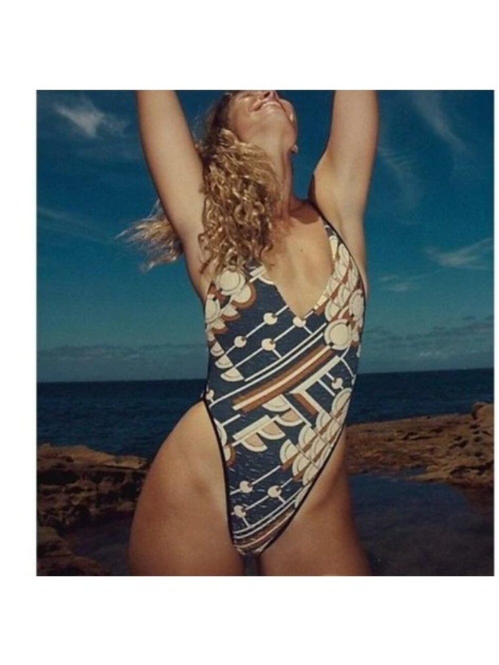 Free People Free-est Amber Printed One piece Swimwsuit Womens XL Beach Sexy